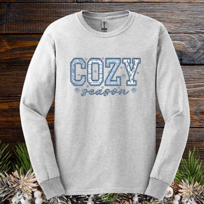 Faux Patchwork Cozy Season Long Sleeve Tee
