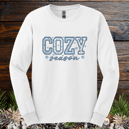 Faux Patchwork Cozy Season Long Sleeve Tee