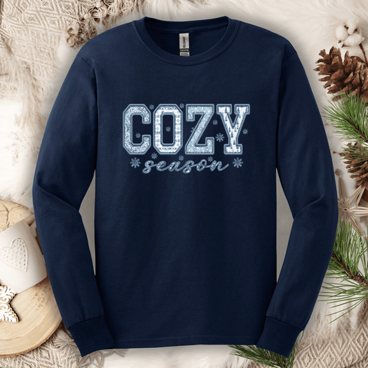 Faux Patchwork Cozy Season Long Sleeve Tee