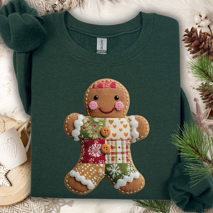 Faux Patchwork Gingerbread Man Sweatshirt