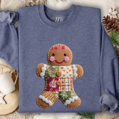 Faux Patchwork Gingerbread Man Sweatshirt