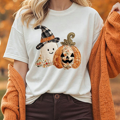 Faux Patchwork Halloween T-Shirt