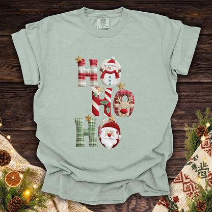 Faux Patchwork 'Ho Ho Ho' Christmas Santa T-Shirt