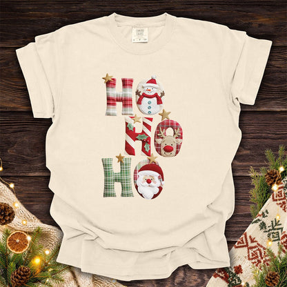 Faux Patchwork 'Ho Ho Ho' Christmas Santa T-Shirt