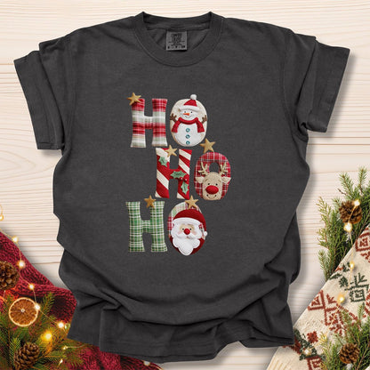 Faux Patchwork 'Ho Ho Ho' Christmas Santa T-Shirt
