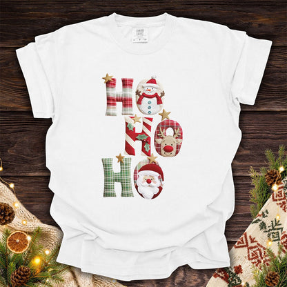 Faux Patchwork 'Ho Ho Ho' Christmas Santa T-Shirt