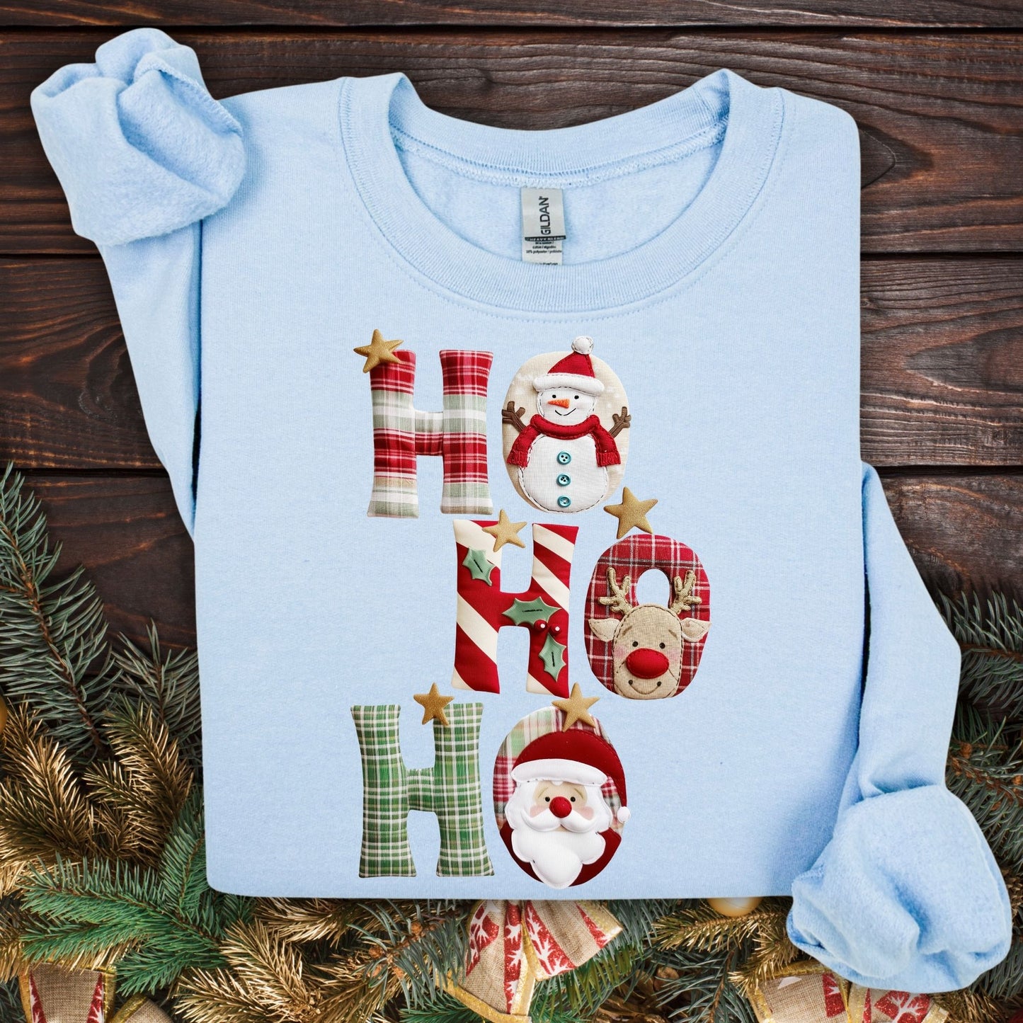 Faux Patchwork Ho Ho Ho Sweatshirt