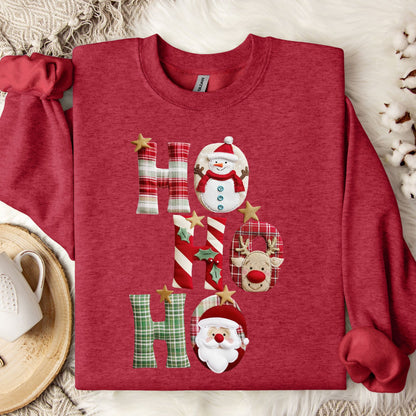 Faux Patchwork Ho Ho Ho Sweatshirt