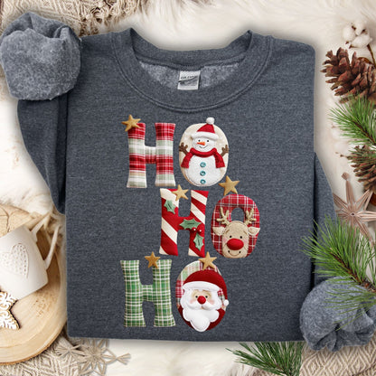 Faux Patchwork Ho Ho Ho Sweatshirt