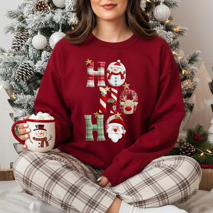Faux Patchwork Ho Ho Ho Sweatshirt