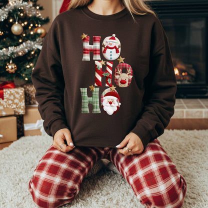 Faux Patchwork Ho Ho Ho Sweatshirt