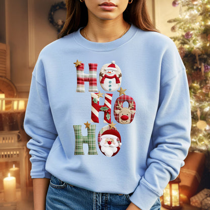 Faux Patchwork Ho Ho Ho Sweatshirt
