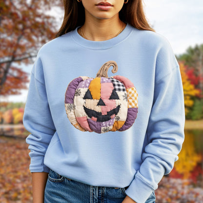 Faux Patchwork Jack-O-Lantern Sweatshirt