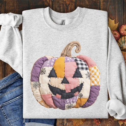 Faux Patchwork Jack-O-Lantern Sweatshirt
