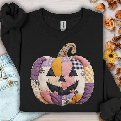 Faux Patchwork Jack-O-Lantern Sweatshirt
