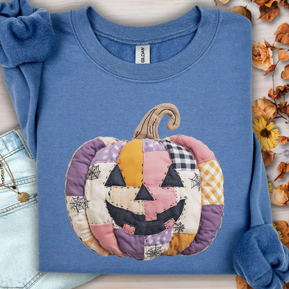 Faux Patchwork Jack-O-Lantern Sweatshirt