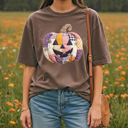Faux Patchwork Jack-O'-Lantern T-Shirt