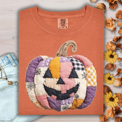 Faux Patchwork Jack-O'-Lantern T-Shirt