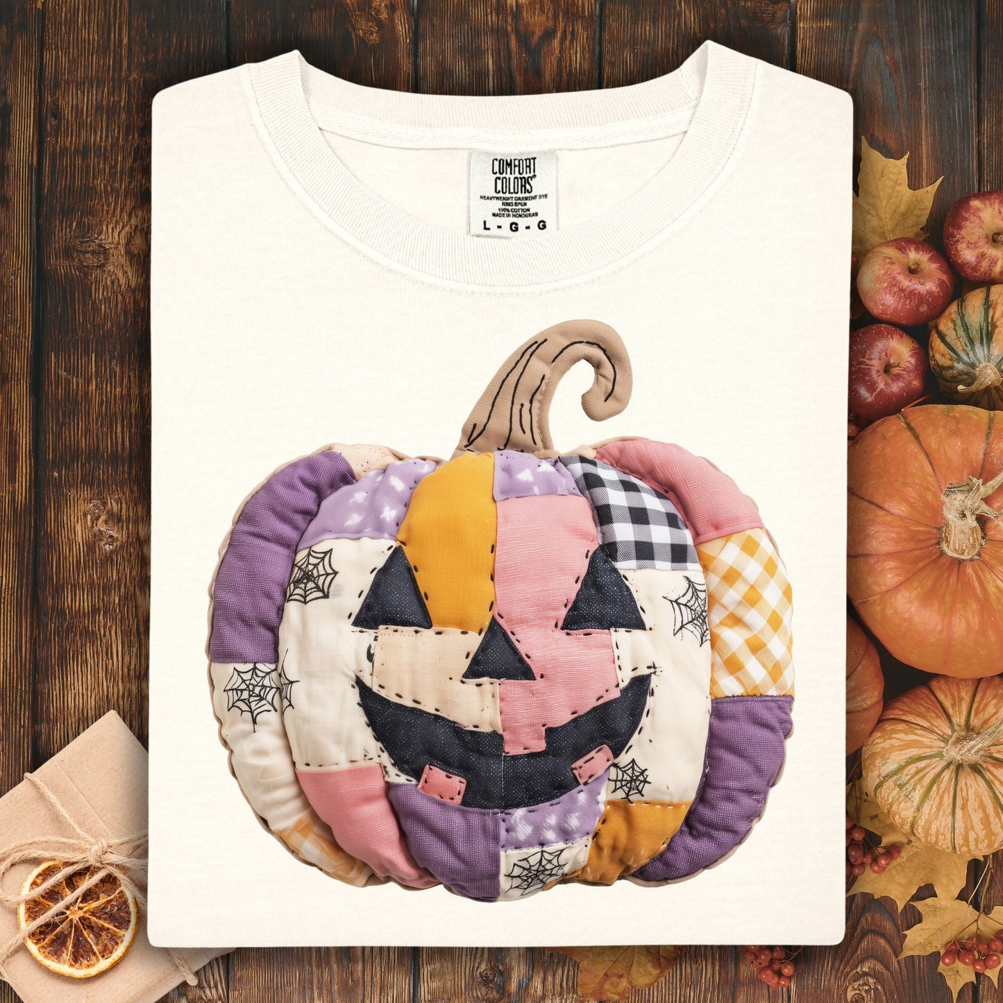 Faux Patchwork Jack-O'-Lantern T-Shirt