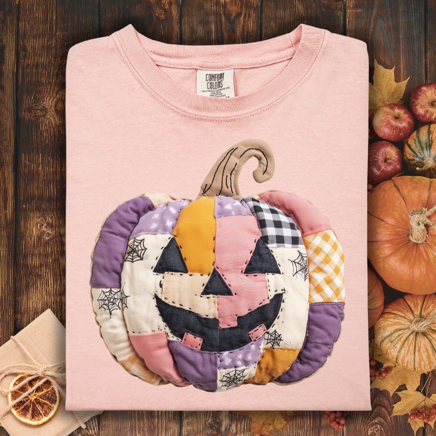 Faux Patchwork Jack-O'-Lantern T-Shirt
