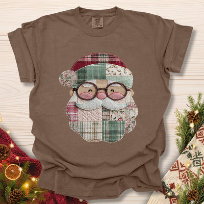 Faux Patchwork Plaid Santa T-Shirt