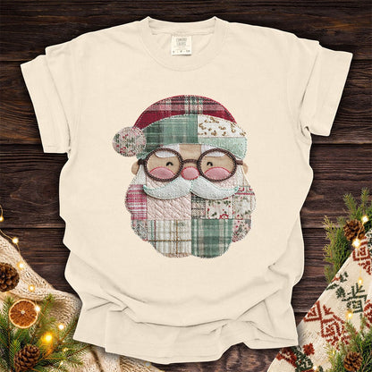 Faux Patchwork Plaid Santa T-Shirt