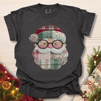 Faux Patchwork Plaid Santa T-Shirt