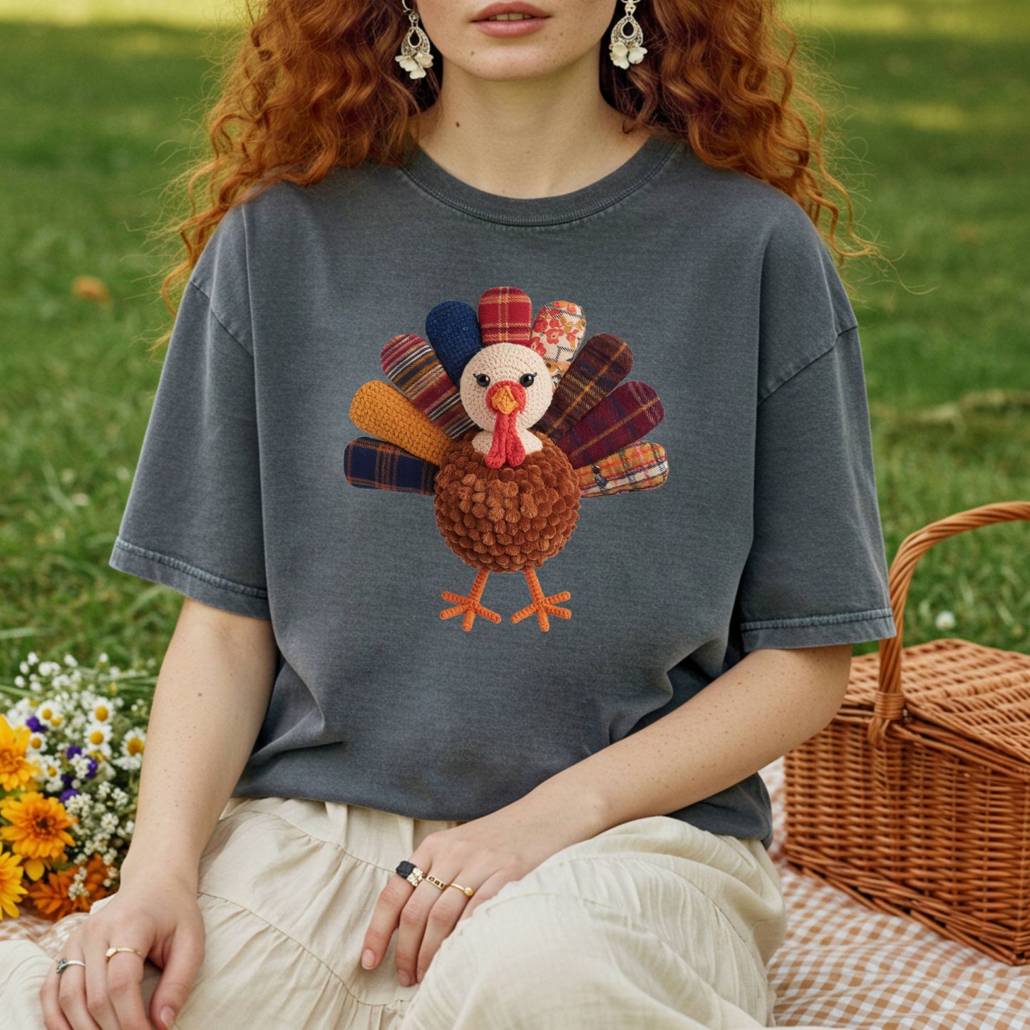 Faux Patchwork Preppy Turkey T-Shirt