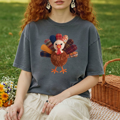 Faux Patchwork Preppy Turkey T-Shirt