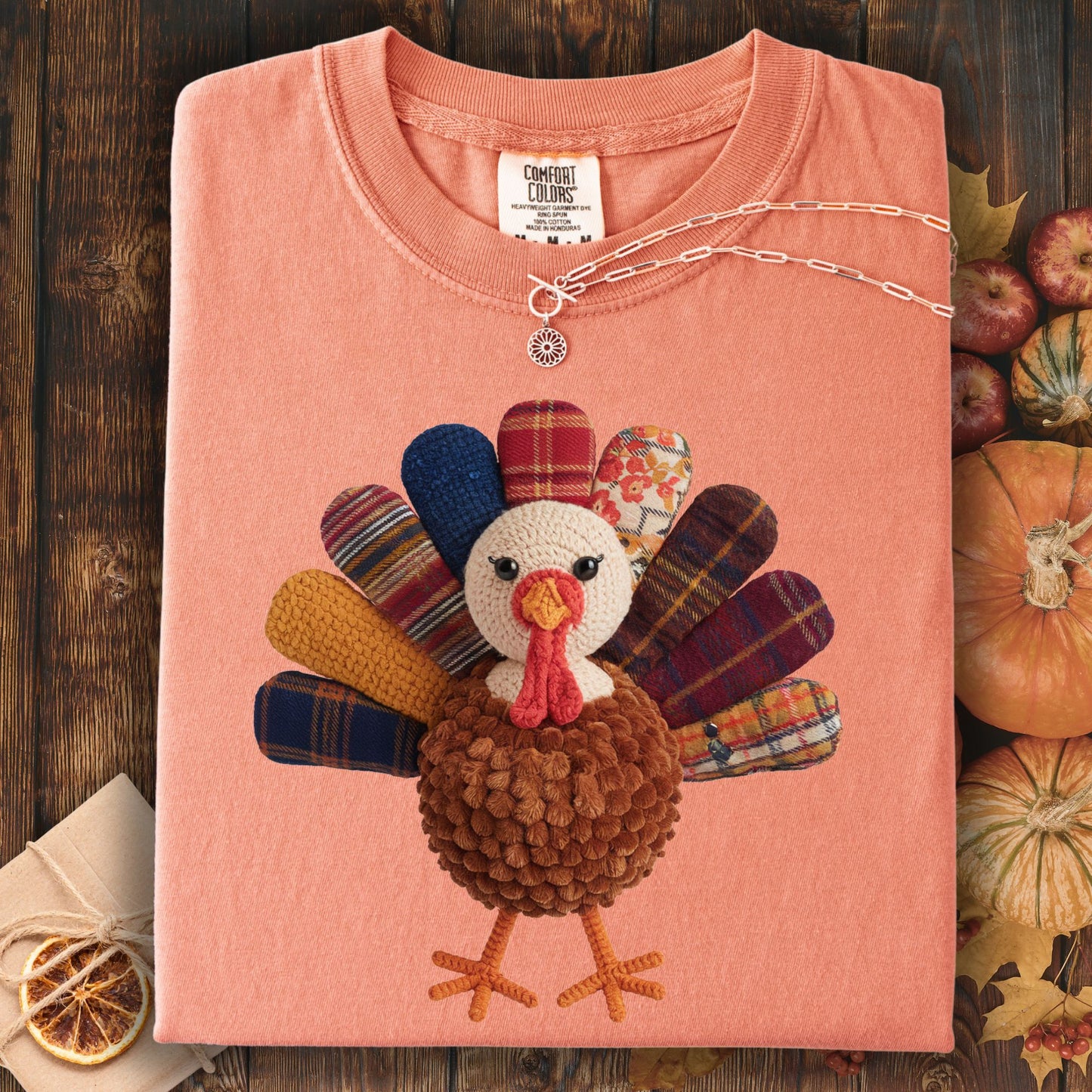 Faux Patchwork Preppy Turkey T-Shirt