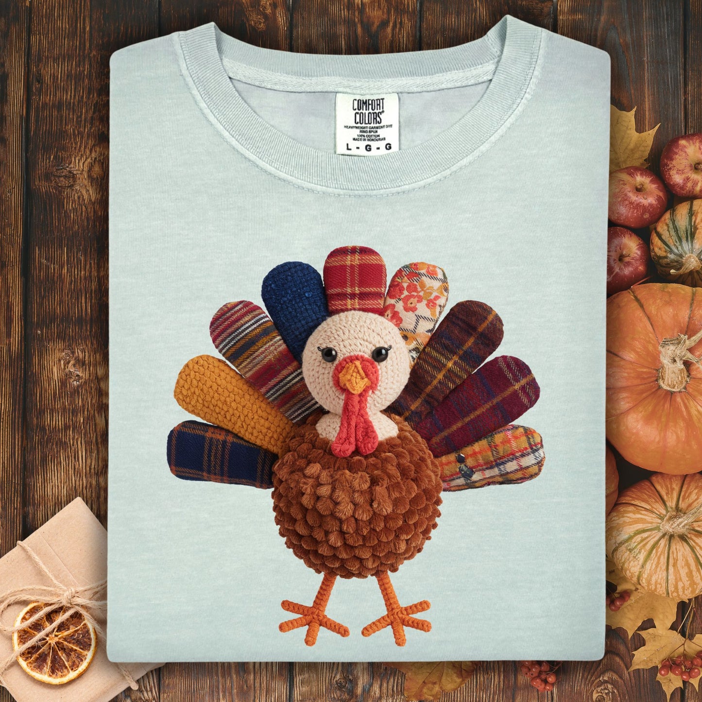 Faux Patchwork Preppy Turkey T-Shirt