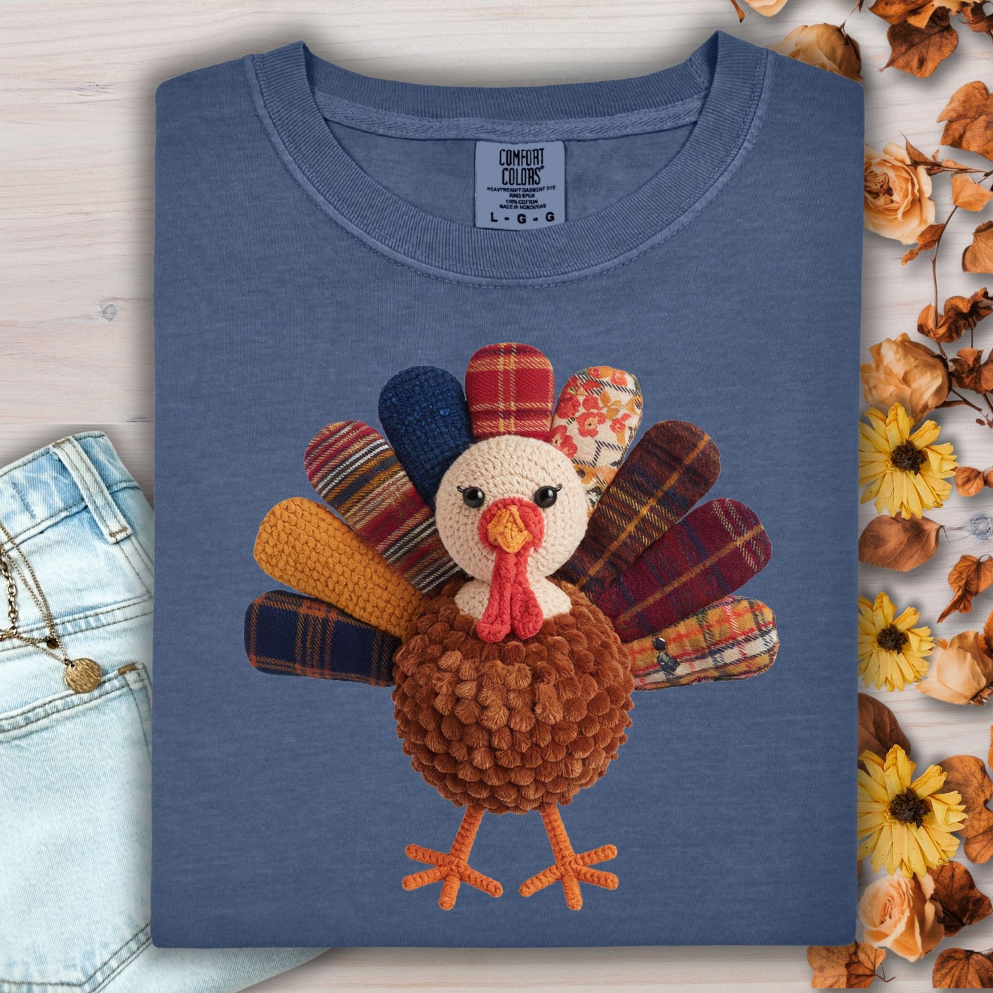 Faux Patchwork Preppy Turkey T-Shirt