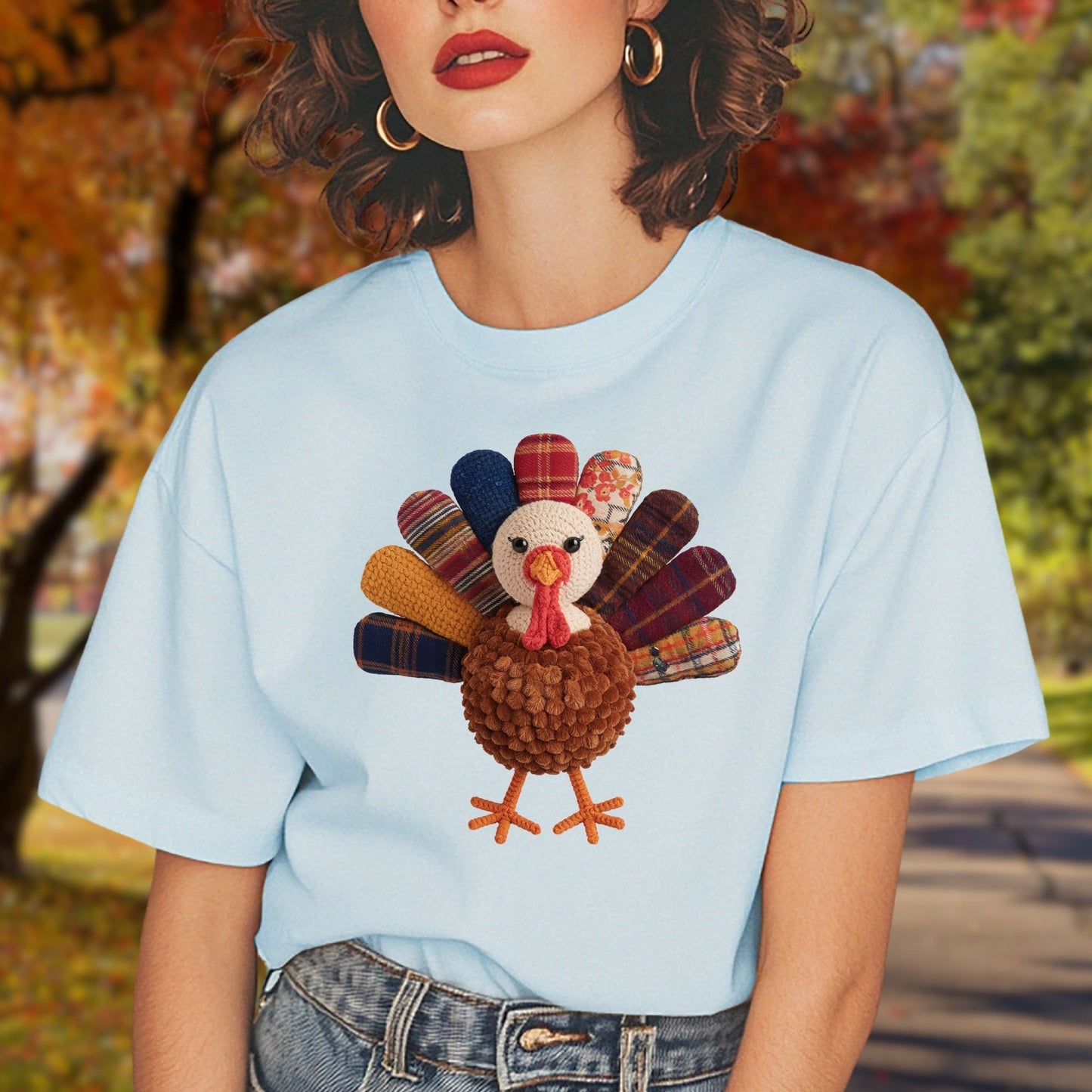 Faux Patchwork Preppy Turkey T-Shirt