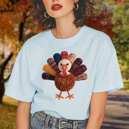 Faux Patchwork Preppy Turkey T-Shirt
