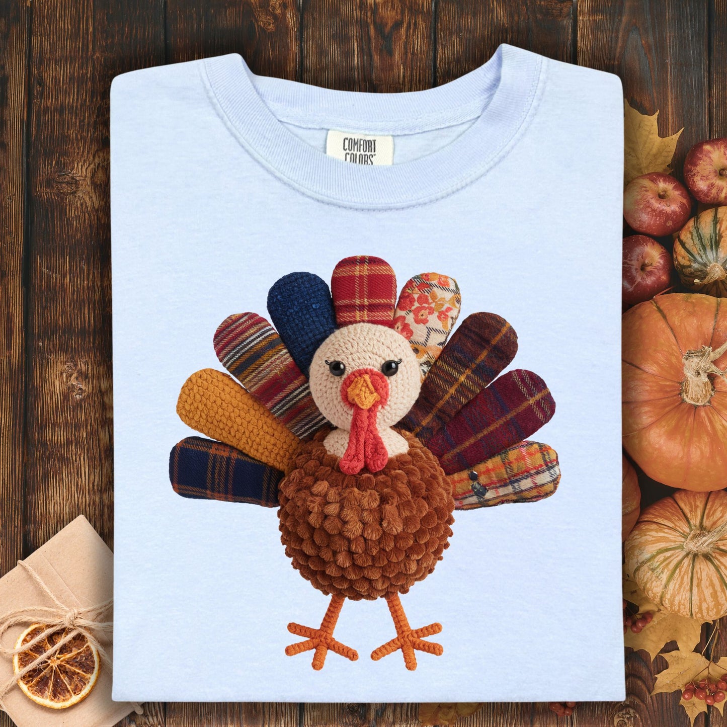 Faux Patchwork Preppy Turkey T-Shirt
