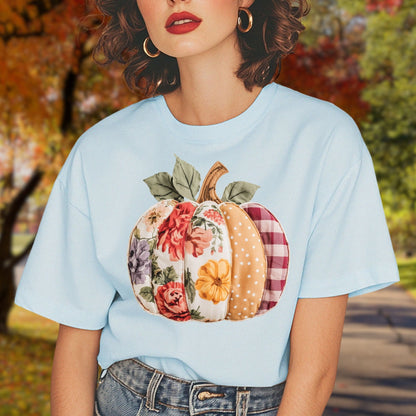 Faux Patchwork Pumpkin T-Shirt