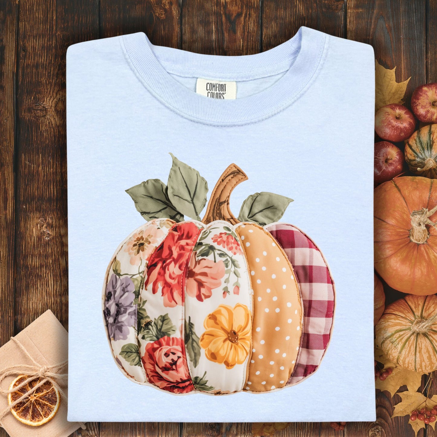 Faux Patchwork Pumpkin T-Shirt