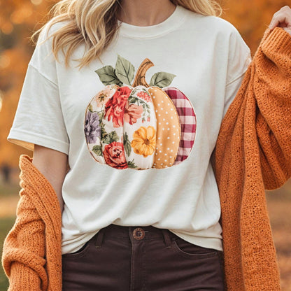 Faux Patchwork Pumpkin T-Shirt