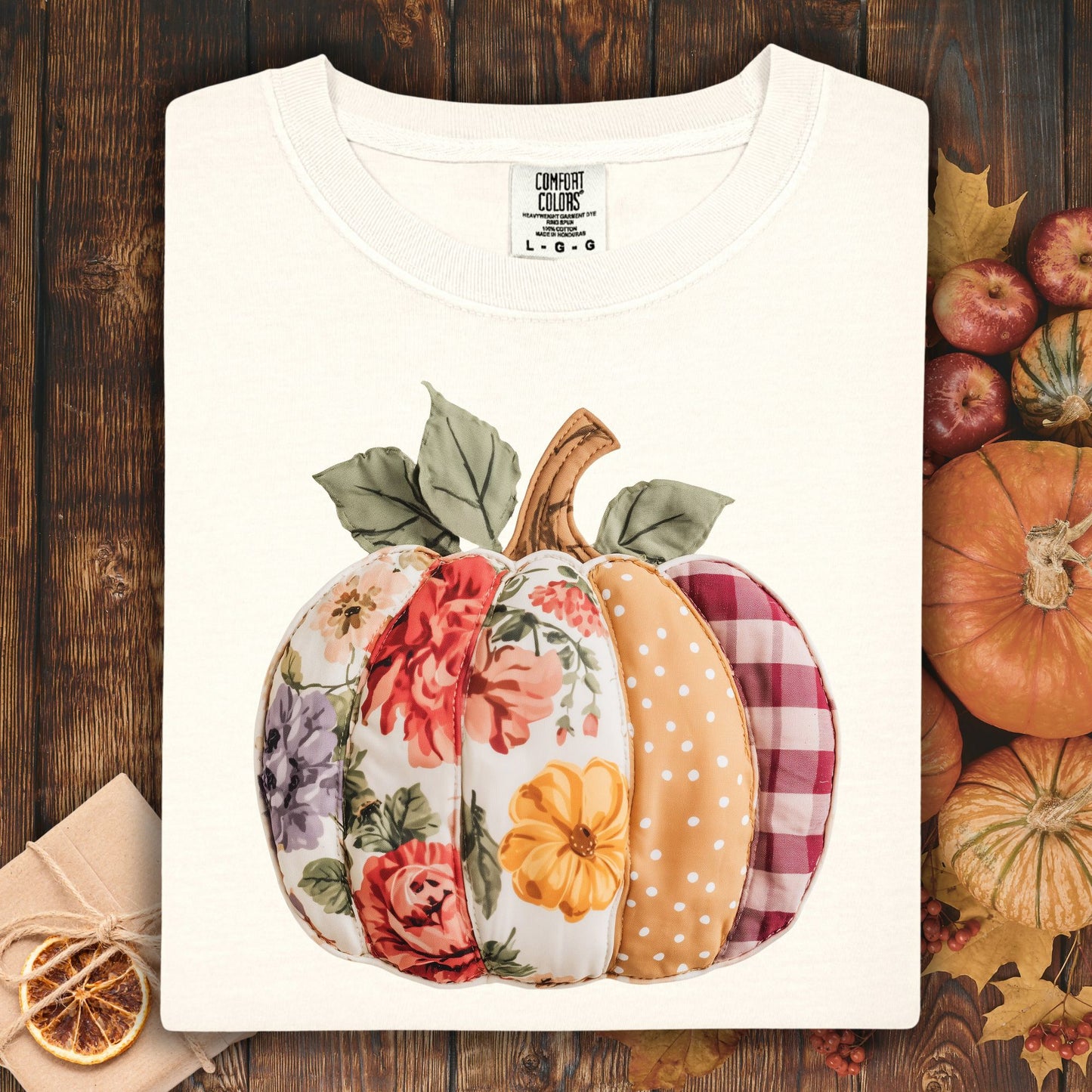 Faux Patchwork Pumpkin T-Shirt