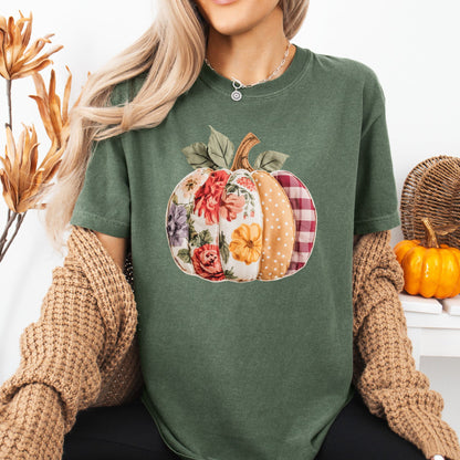 Faux Patchwork Pumpkin T-Shirt