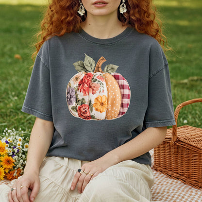 Faux Patchwork Pumpkin T-Shirt