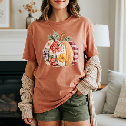 Faux Patchwork Pumpkin T-Shirt