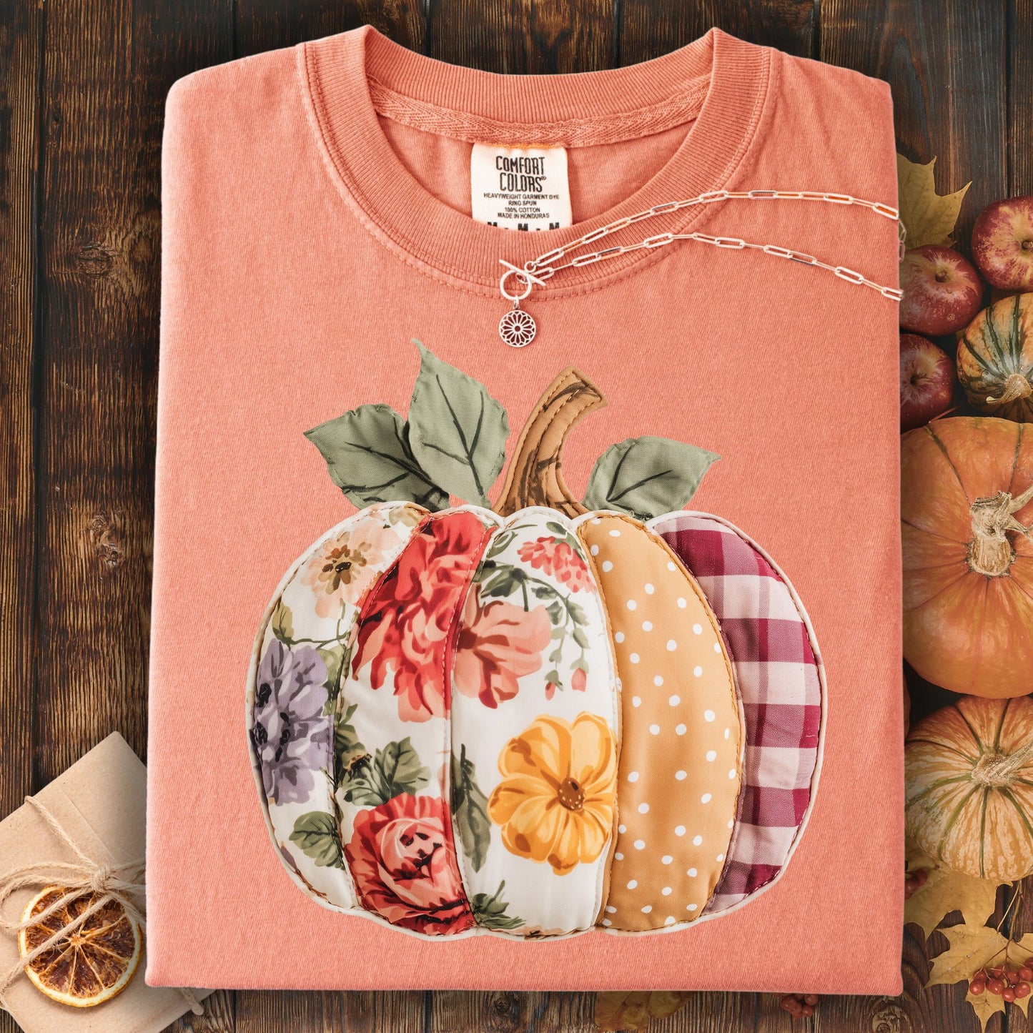 Faux Patchwork Pumpkin T-Shirt