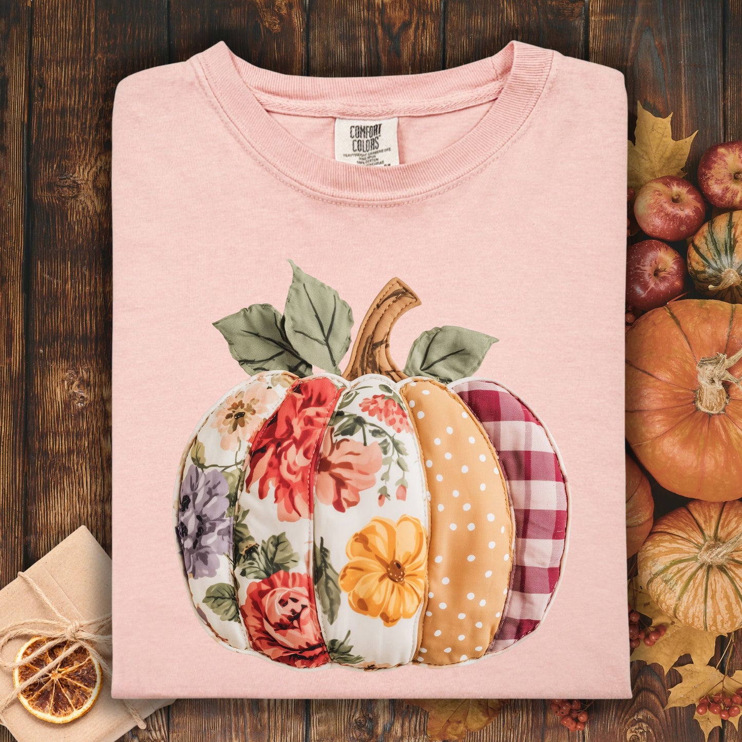 Faux Patchwork Pumpkin T-Shirt