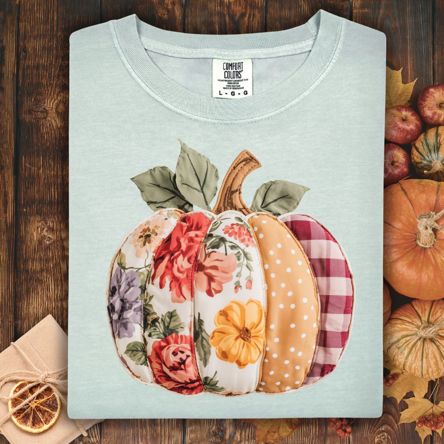 Faux Patchwork Pumpkin T-Shirt