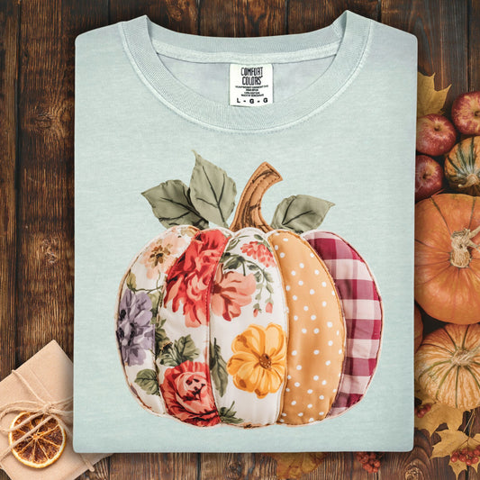 Faux Patchwork Pumpkin T-Shirt