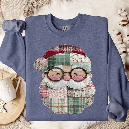 Faux Patchwork Santa Sweatshirt