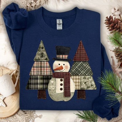 Faux Patchwork Snowman Sweatshirt