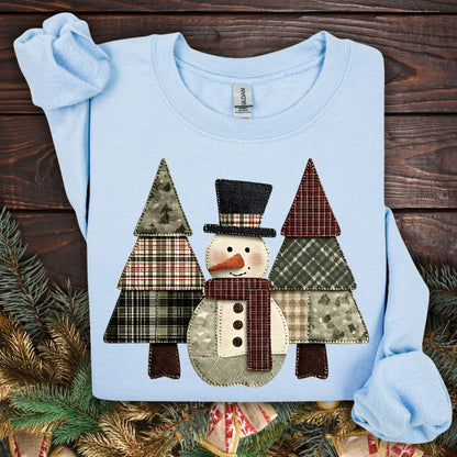 Faux Patchwork Snowman Sweatshirt