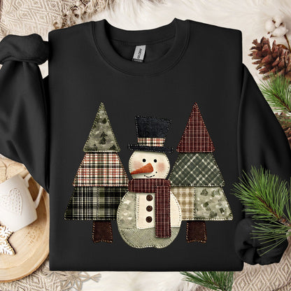 Faux Patchwork Snowman Sweatshirt